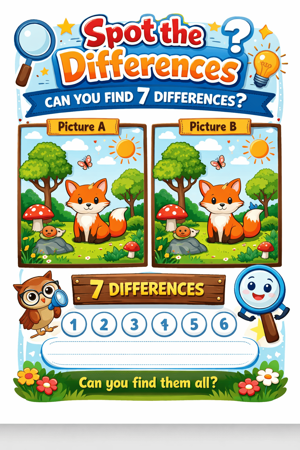 Spot the Differences Fox Page