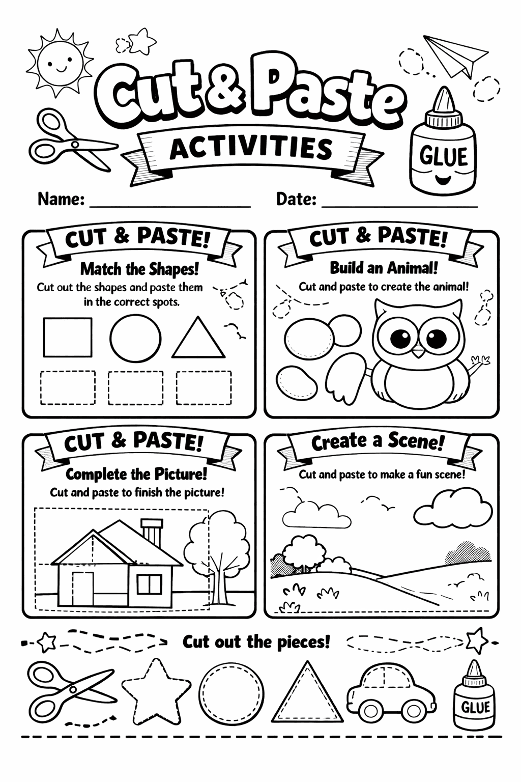Cut and Paste Activities Page